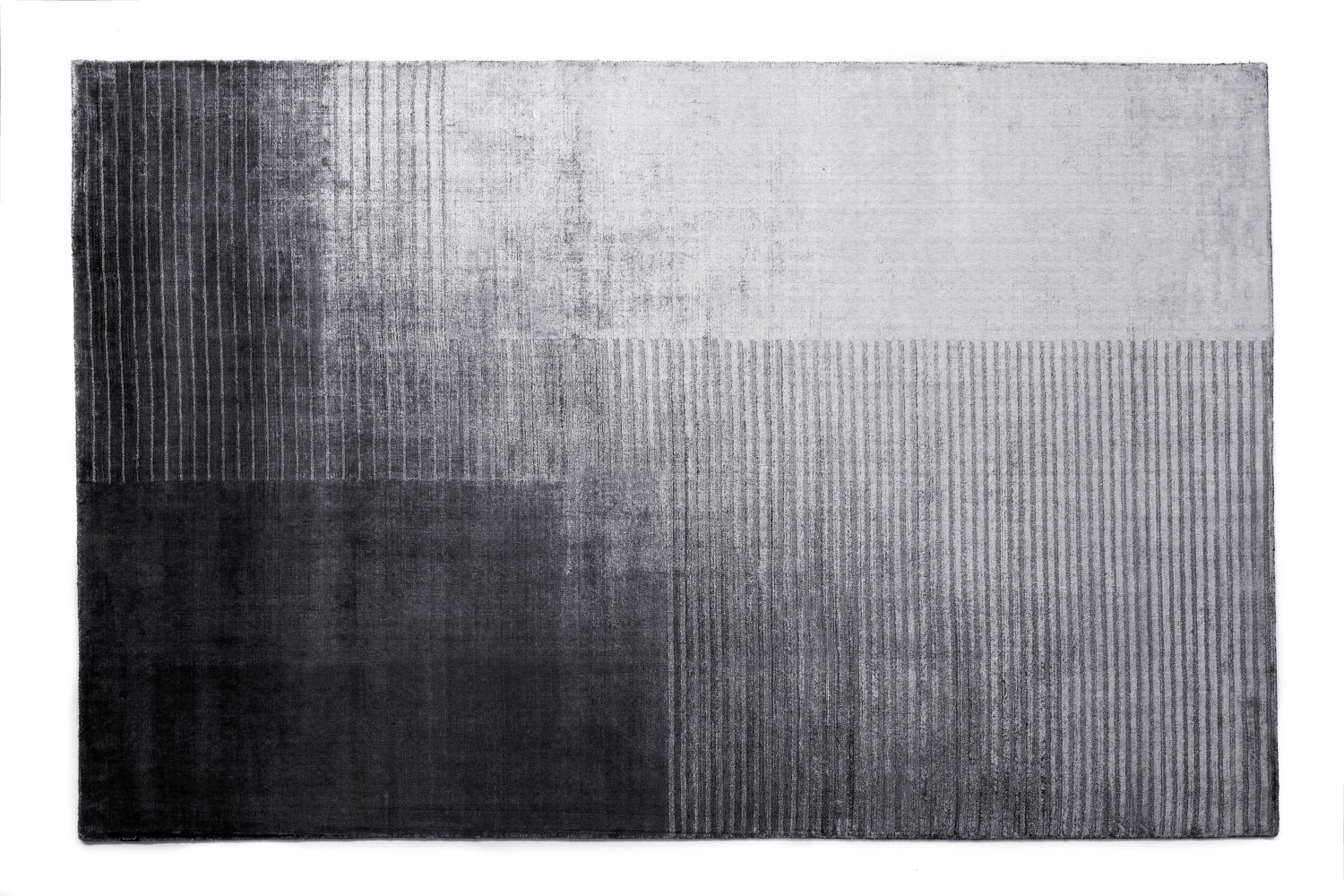 Meltinglines silvery grey handmade modern minimalist striped shiny living room rug carpet