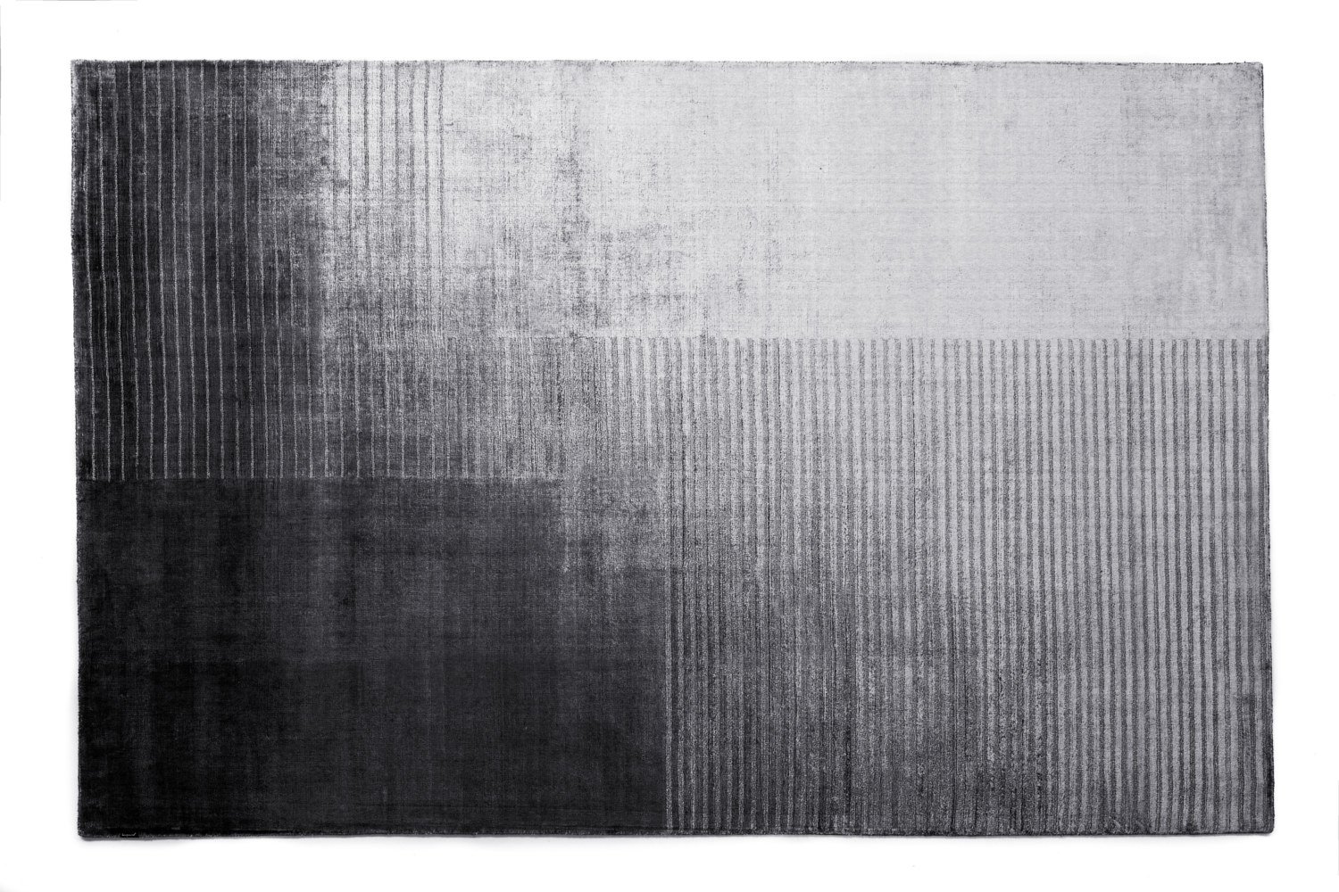 silvery grey handmade modern minimalist striped shiny living room rug carpet