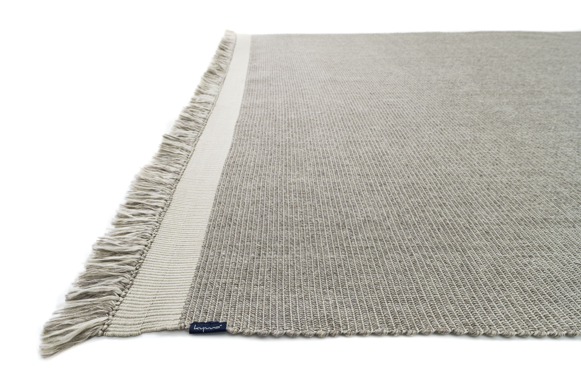 flacher gewebter outdoor teppich beige mit fransen