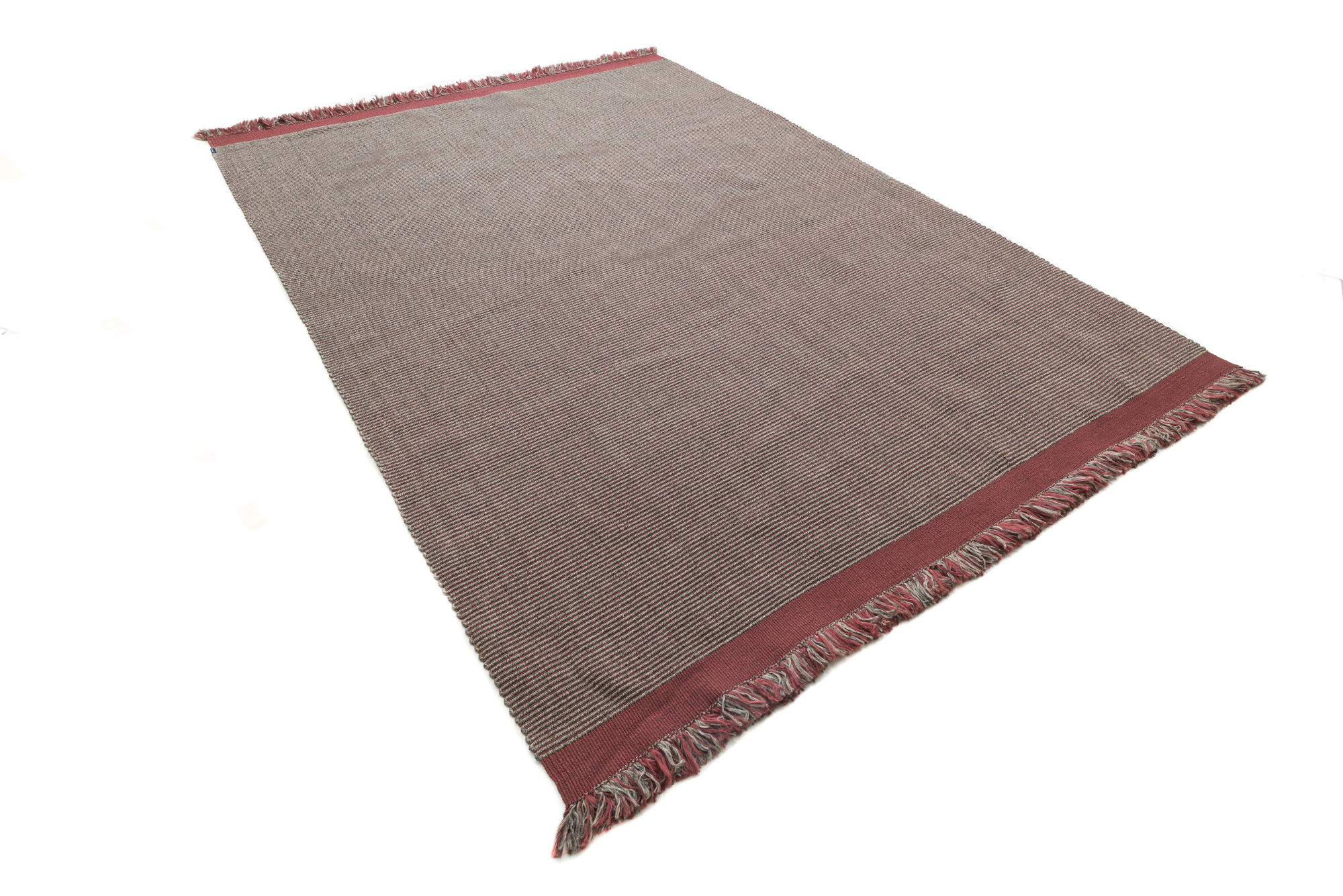 SUPERFLAT_terracotta red brown handwoven outdoor rug with fringes