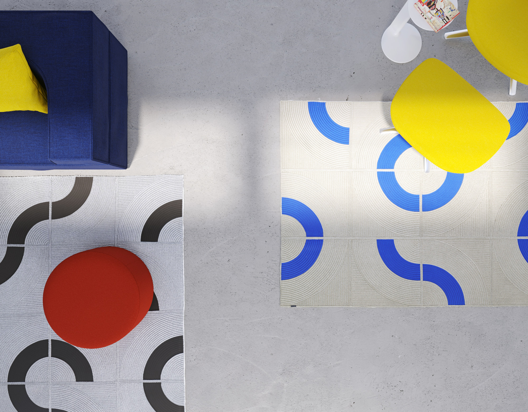 modern outdoor or indoor rug with customisable circle design