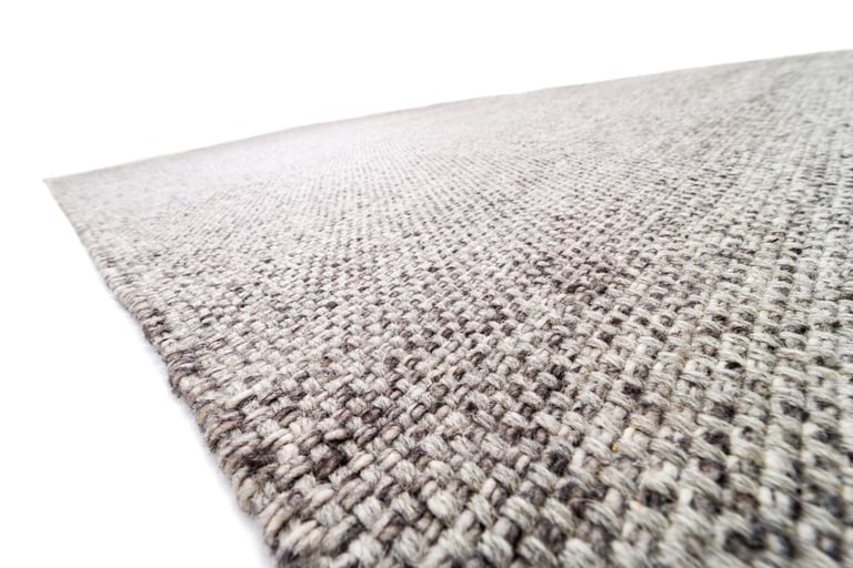 natural undyed wool rug handwoven grey with sound-absorbing felt-backing TWEED