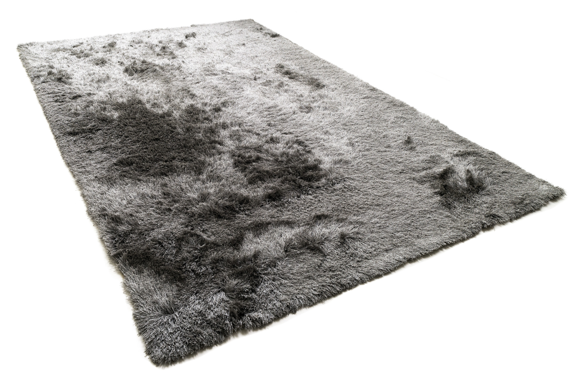 shaggy rug dive polysilk stone grey high pile easy care