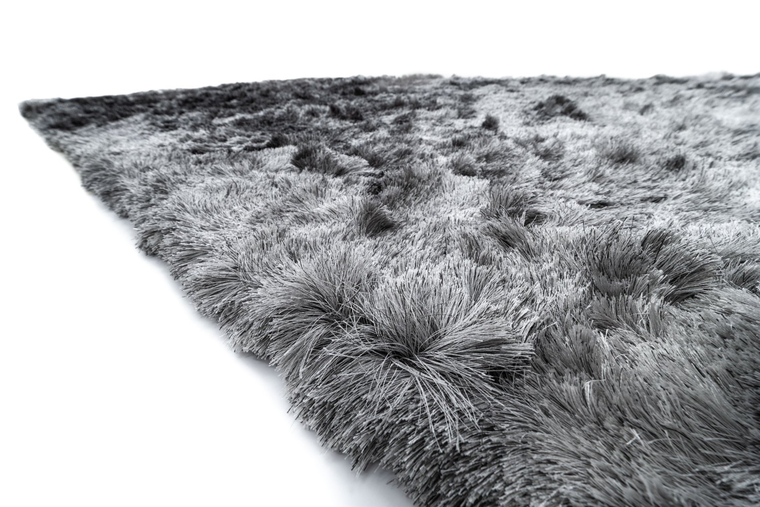 soft high pile rug with grey to black colour progression for modern interiors