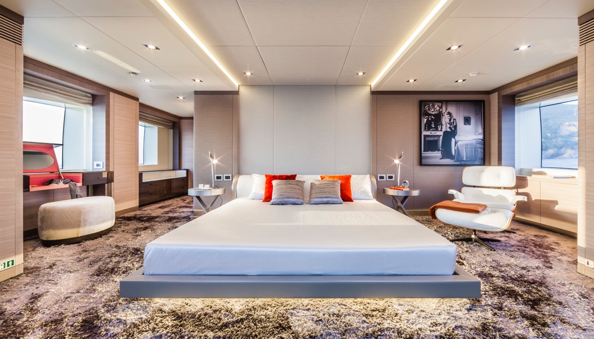 lush fluffy carpet for luxury bedroom on yacht