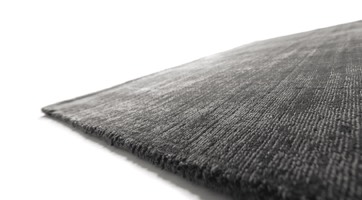 handgewebter moderner Designerteppich aus grauer Wolle mit feinen Streifen