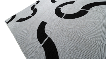 verspielter outdoor teppich mit modernem individuell kombinierbarem kreisviertel design