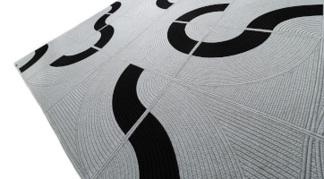 playful outdoor rug with modular circle pattern